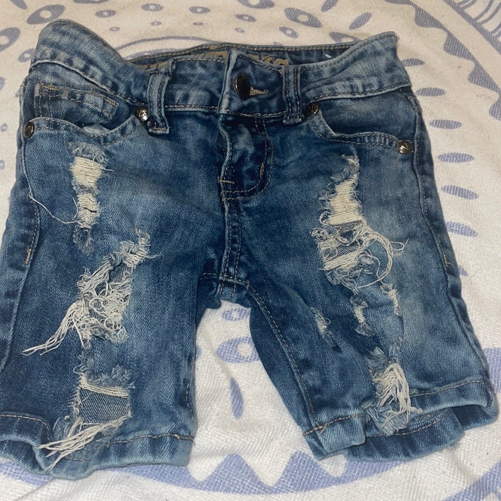 Girls Distressed Blue Jeans Size 5